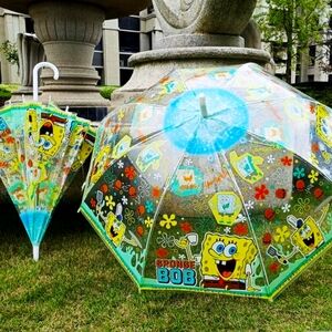 SpongeBob SquarePants Junior Vinyl Round Shaped Jump Start Stick Umbrella!